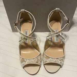 Jimmy Choo Lace Beige Heels